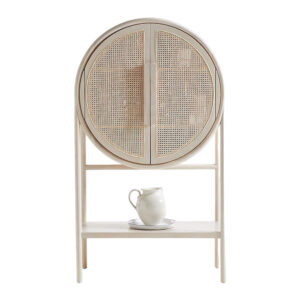 New West Natural Cane Storage Bar Cabinet